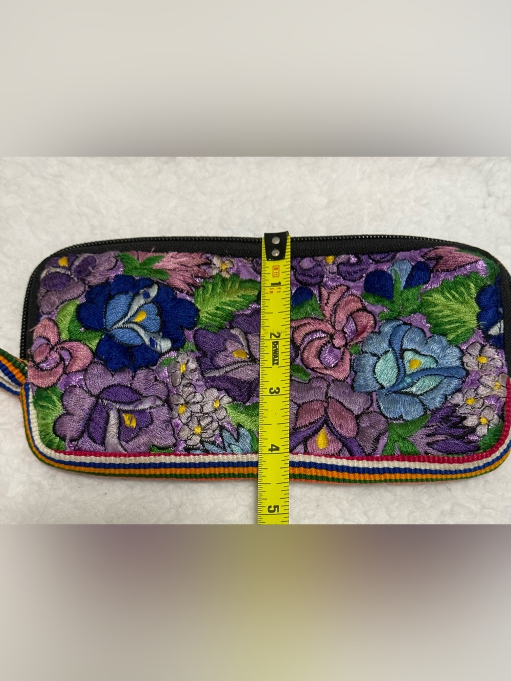 Mexican Embroidered Purple Floral Wristlet Pouch - Picture 8 of 8